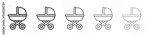 stroller icon flat thin illustration symbol