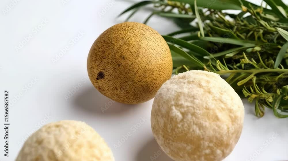 Closeup of freshly made brigadeiros next to a bowl of flour, showcasing the preparation of this sweet treat