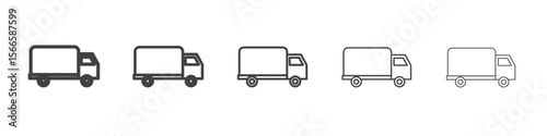 truck icon flat thin illustration symbol
