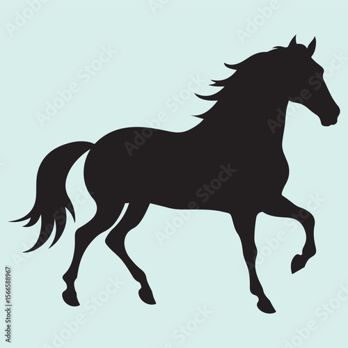 Arabian Trot Horse Silhouette Set Noble Desert Breed Illustration