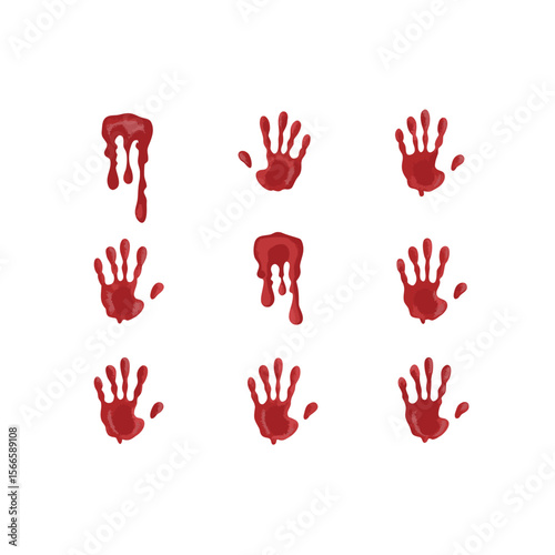 Blood hand print seamless pattern on white background red prints | Premium Vector
