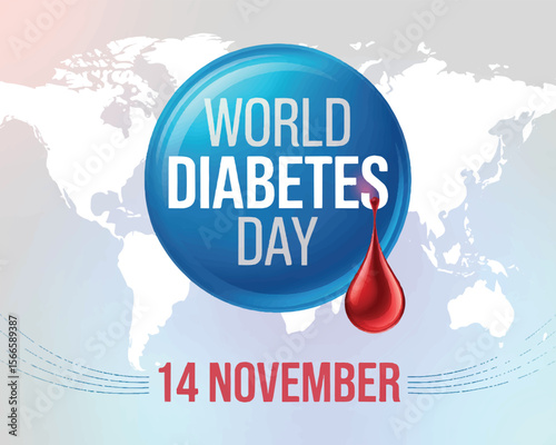 World Diabetes Day Globe Awareness Design with global map and medical symbols in promotional graphic