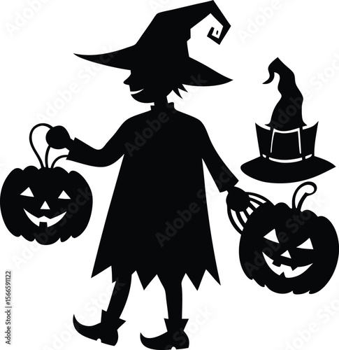 halloween witch with pumpkin