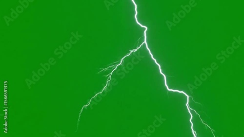 Multiple Lightning Strikes Animation on Green Screen for VFX and Storm Compositing

