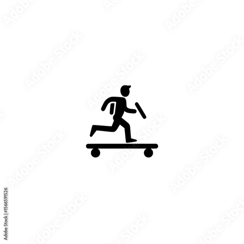 Silhouette icon of man on treadmill in motion for wellness and sports themed graphics