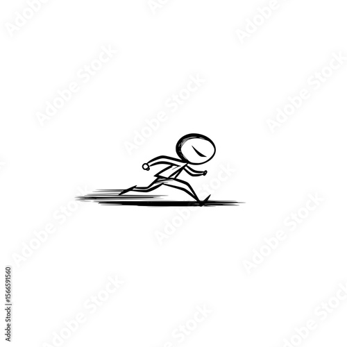 Vector icon of fast running person in sprint action with motion lines for sport graphics