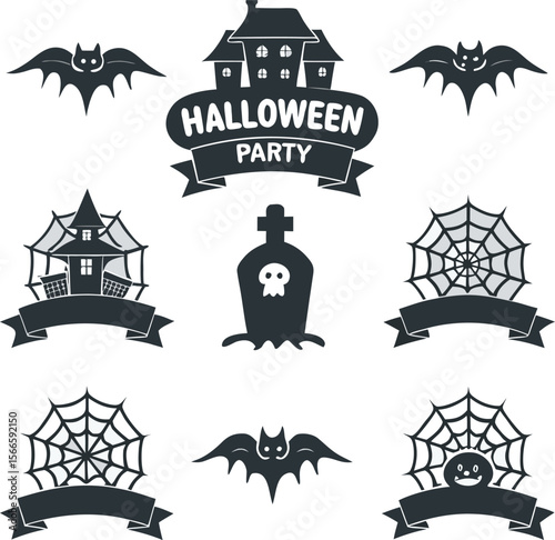 Halloween Elements Set Collection in white Background and vector

