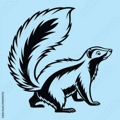 Striped Skunk Illustration Vector Art of a North American Skunk in Black and White