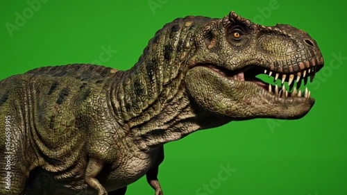 Tyrannosaurus Rex Dinosaur Walking Animation on Green Screen for VFX and Video Overlays

