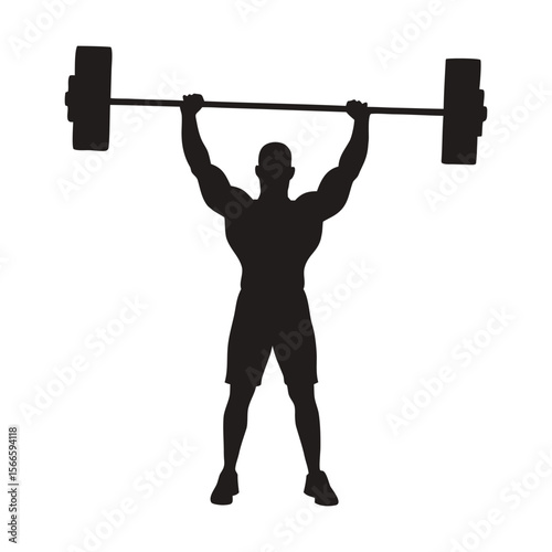 bodybuilder lifting  barbell silhouette vector  