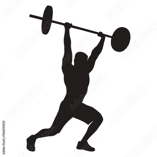silhouette of bodybuilder lifting barbell   