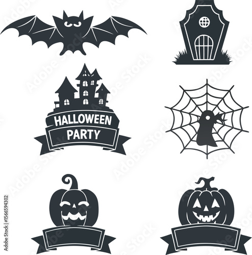 Halloween Elements Set Collection in white Background and vector
