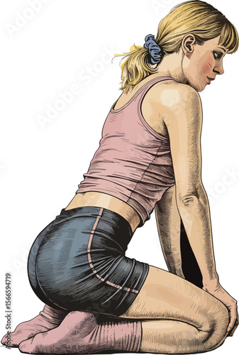 a women take a exercise pagination illustration premium quality