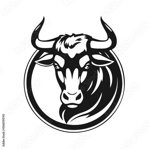 Bull head tribal style horned animal design aggressive expression, tribal bull, horned animal, bull face, vector silhouette	