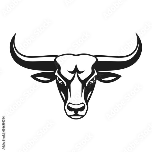 Bull head tribal style horned animal design aggressive expression, tribal bull, horned animal, bull face, vector silhouette	