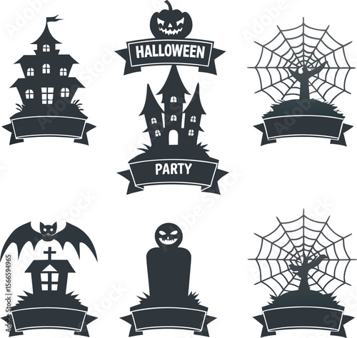 Halloween Elements Set Collection in white Background and vector
