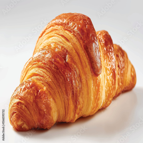 Freshly baked croissant with golden brown crust, a delightful treat showcasing classic French pastry and buttery layers.