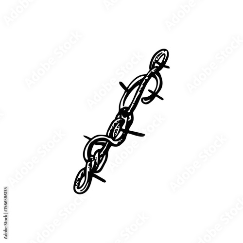  Barbed Chain Tattoo Style Vector – Hand Drawn Heavy Metal Symbol with Punk Edge – Dark Monochrome Illustration for Underground or Rock Graphic Design – SVG on Transparent