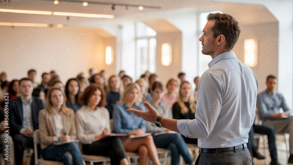 Fototapeta premium Expert Leading A Workshop Or Training Session Background, Luxury Hd Wallpaper Picture, Trendy High Resolution Desktop Background, Best Stock Photo