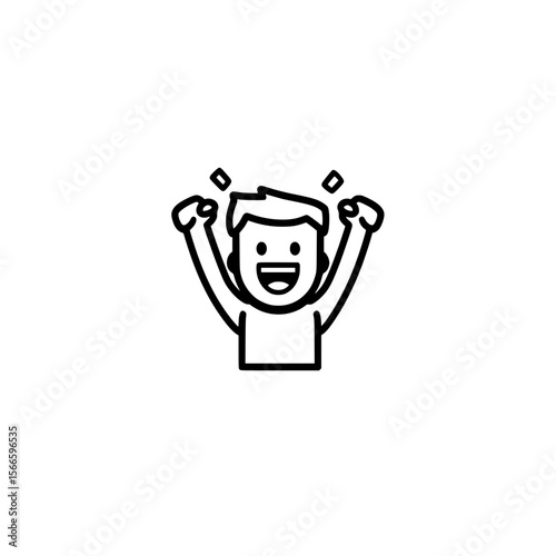 Vector icon of happy person raising both hands in celebration for positive emotion designs