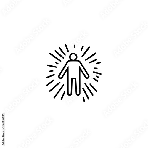 Glowing person icon vector with shining line effects perfect for sci fi and tech illustrations