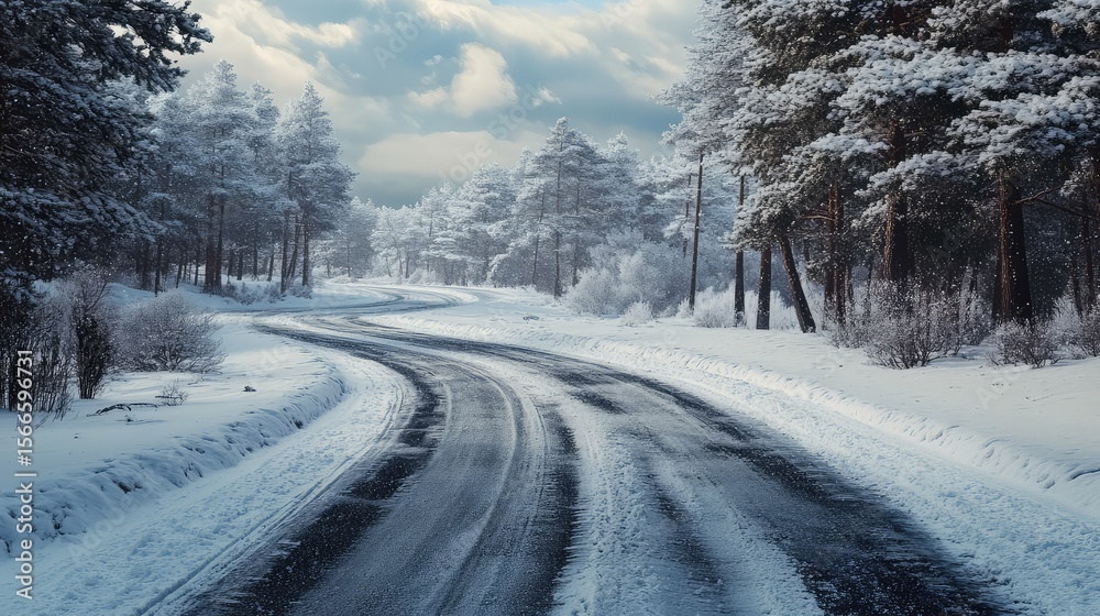 Obraz premium realism roads snow