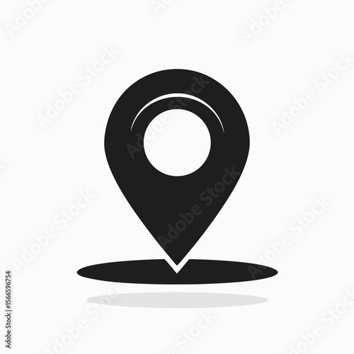Simple Black Location Pin Icon GPS Marker for Maps and Navigation