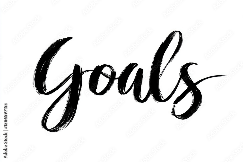 Obraz premium Goals is handwritten with black brush strokes on a white background