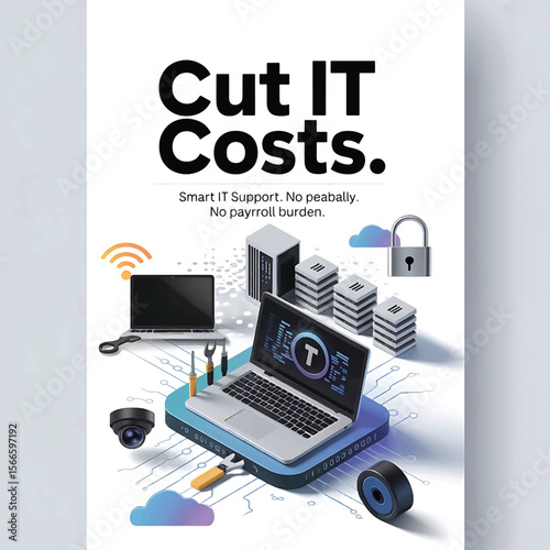 IT support service promotional poster illustration premium quality