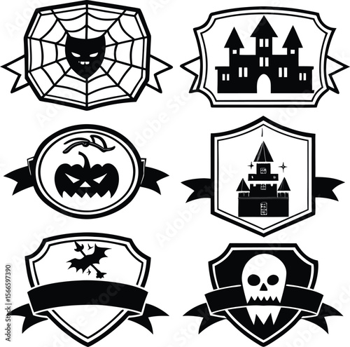 Halloween Elements Set Collection in white Background and vector
