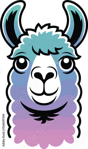 llama head and upper neck art design illustration premium quality
