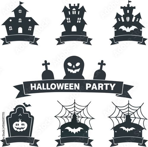 Halloween Elements Set Collection in white Background and vector
