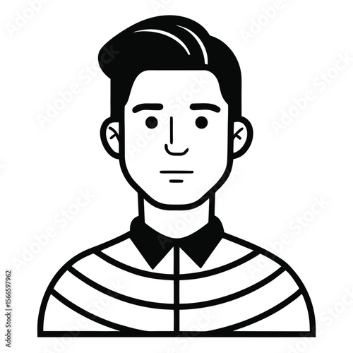 Stylish Male Avatar Icon Simple Line Art Illustration