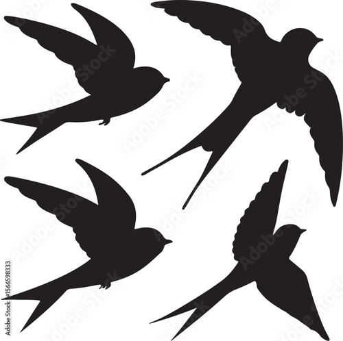 Bird Silhouette Vector Icon Design – Flying Animal Outline Graphic for Nature and Wildlife Themes