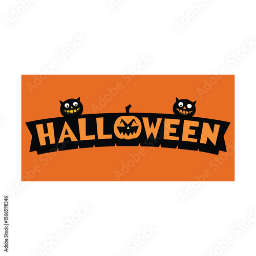 Happy Halloween illustration with pumpkins and bats colorful festive background holiday card vector
