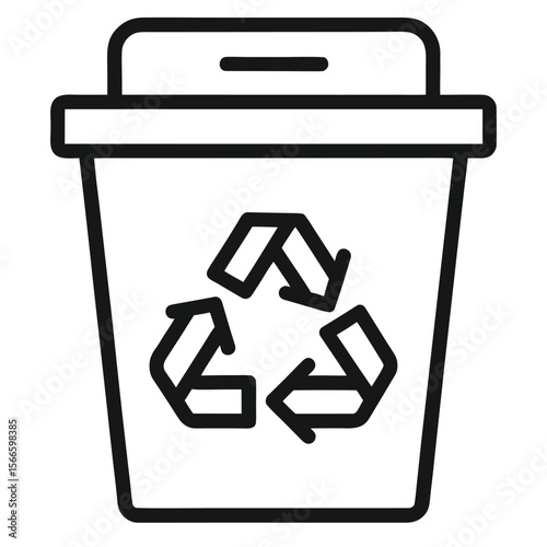 Recycle Bin Icon Simple Line Art Design for Waste Management and Environmental Conservation