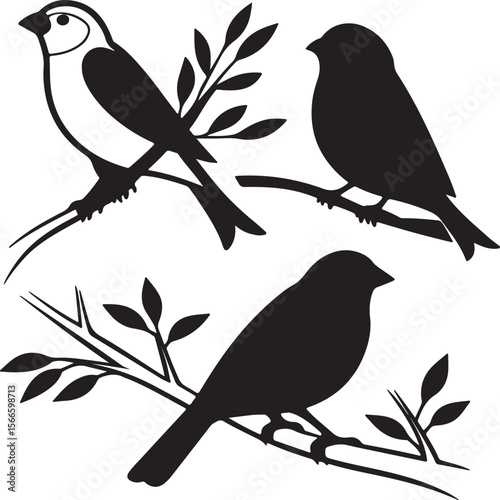 Bird Silhouette Vector Icon Design – Flying Animal Outline Graphic for Nature and Wildlife Themes