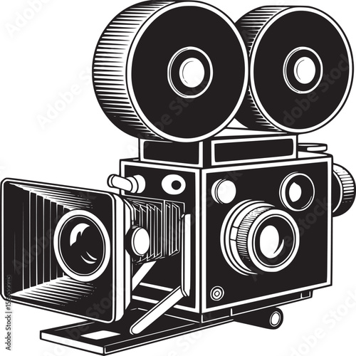 Vintage film camera vector illustration for filmmaking and cinematography enthusiasts and professionals on transparent background