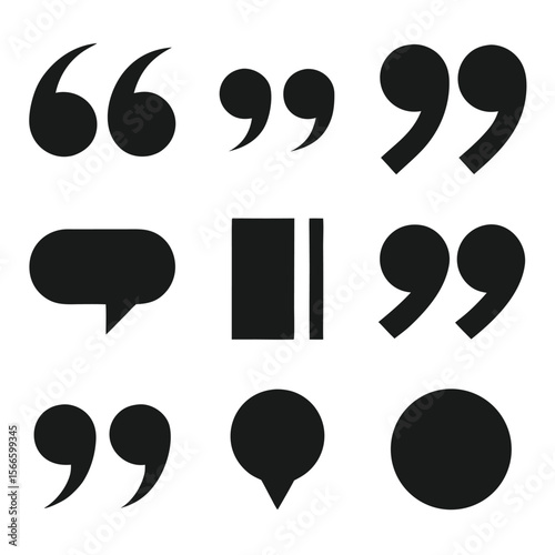 Collection of Quotation Marks and Speech Bubbles Graphic Design Elements