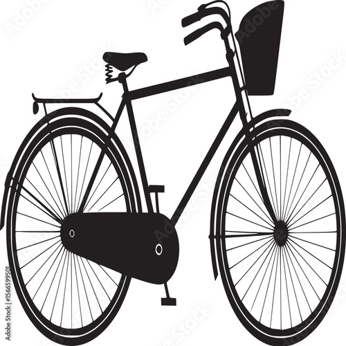 Vector graphic of classic bicycle with basket for web design and print materials illustration design on transparent background