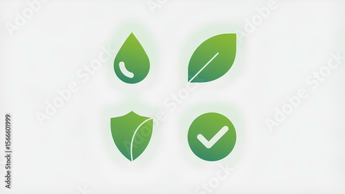Nontoxic product with verified safety: a natural and healthy choice icon set