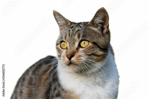 Ravishing adorable cat portrait on white isolated background. isolated, white background