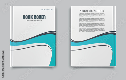 Book cover template design with a wavy pattern. Suitable for personal author's books, catalogs with goods for different companies. Vector graphics, abstract background.