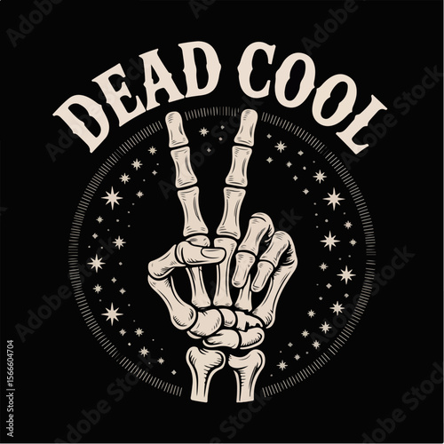 Dead cool skeleton hand peace sign t shirt