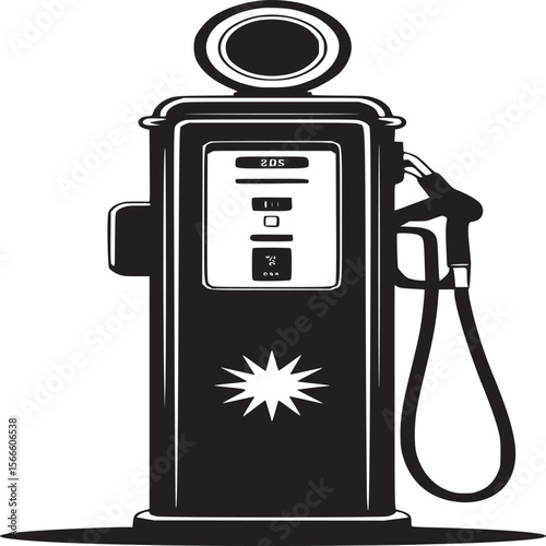 Vintage gas pump illustration vector graphic design service station fuel dispenser retro style icon isolated on transparent background