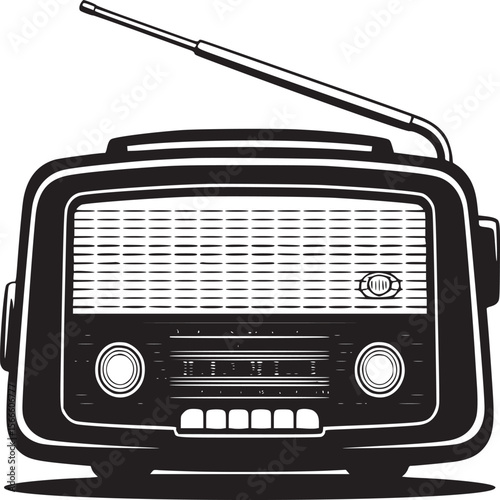 Vintage radio illustration retro receiver antique broadcast device old fashioned music nostalgia audio design on transparent background