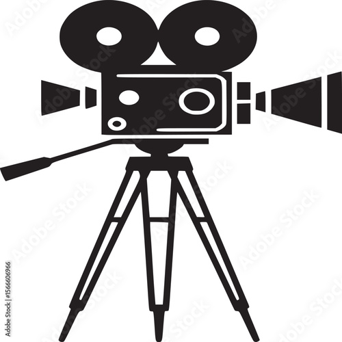 Vintage film camera vector icon illustration for cinematography and movie making design element concept on transparent background