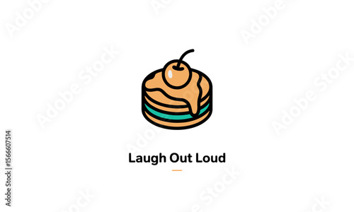 Animated dessert graphic with cherry, represents 'laugh out loud' concept, isolated on white background, with flat design and cheerful mood.