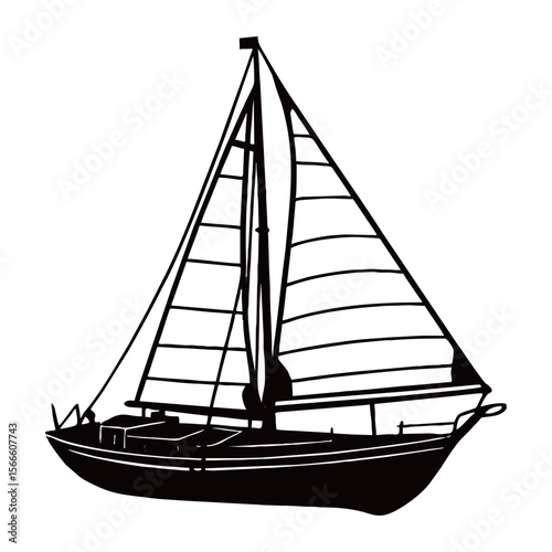 silhouette photo of speedboat with white background