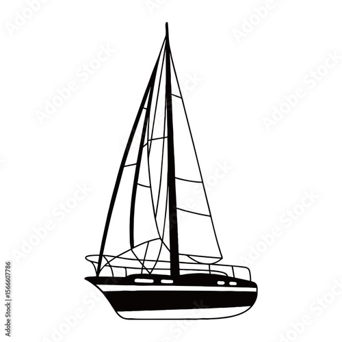 silhouette photo of speedboat with white background